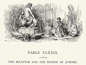 Images Dated 18th December 2014: La Fontaines Fables - Sculptor and the Statue of Jupiter