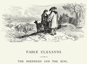 Group Of Animals Gallery: La Fontaines Fables - Shephard and the King