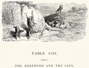 Group Of Animals Gallery: La Fontaines Fables - Shepherd and the Lion