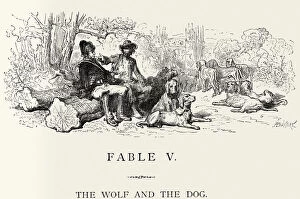 Images Dated 6th August 2014: La Fontaines Fables - Wolf and the Dog