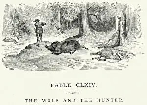 Tree Area Prints: La Fontaines Fables - Wolf and the Hunter