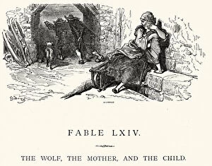 Images Dated 23rd September 2014: La Fontaines Fables - Wolf Mother and Child