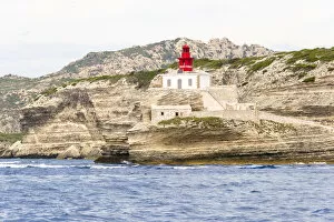 Images Dated 1st August 2015: La Madonetta lighthouse on cliff, Bonifacio, Corse, France
