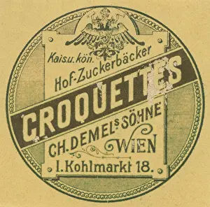 Confectionery Prints: Label Croquettes Ch. Demel ´s Söhne Wien