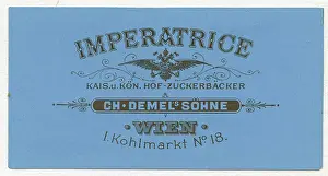 Confectionery Prints: Label Imperatrice of company Demel
