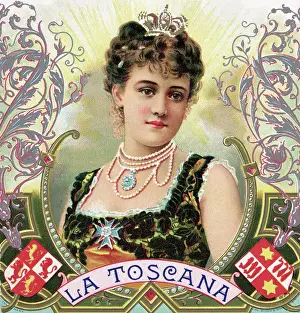 Spanish Text Prints: Label for La Toscana Cigar Box