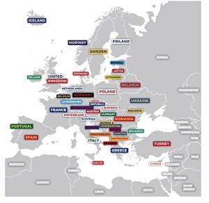 Denmark Collection: Labeled European Map