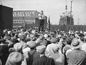 Picketing Prints: Labor Organizer Addressing Open Meeting