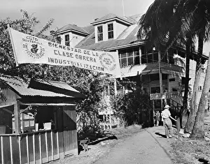 Labor Union Banner at United Fruit Company's Hiring Hall