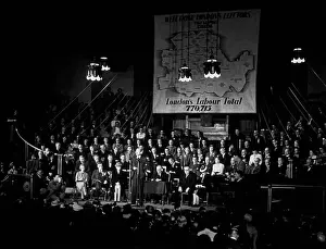 Prints of 11th August 1945: British Prime Minister, Clement Attlee (1883 - 1967), on the platform at Labour's celebratory meeting after the 1945 General Election A Quiet Strength: A Leader Who Shaped Modern Britain: Labour Victory