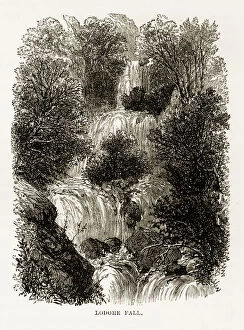 Images Dated 14th February 2018: Ladore Falls, Keswick, England Victorian Engraving, 1840