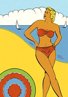 Iconic Bikini Collection: Lady in a Bikini on the Beach