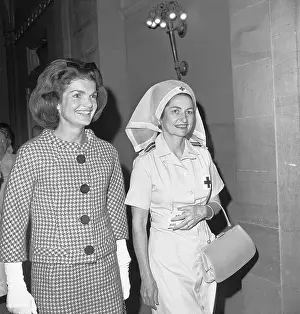 Lady Bird Johnson Escorting Jacqueline Kennedy