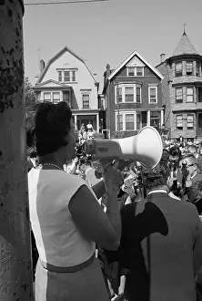 Lady Bird Johson Using Bullhorn