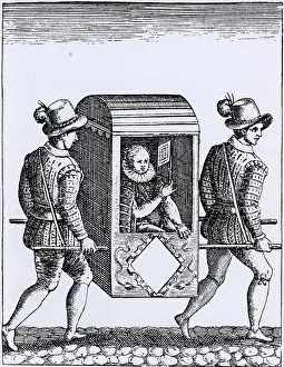 Sedan Prints: Lady Being Carried In A Sedan Chair