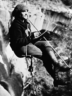 Utah Prints: Lady Mountaineer Sketching on Rope Swing