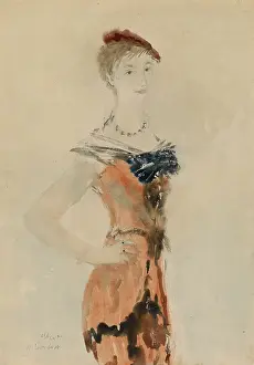 Stylish Prints: Lady with a Red Beret, 1935. Artist: Sokolov, Mikhail Xenofontovich (1885-1947)