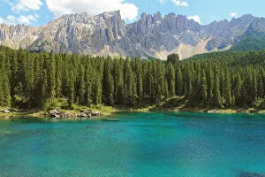 Images Dated 25th June 2015: Lake Carezza and Latemar mountain