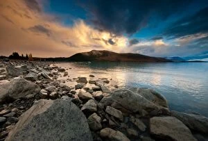 Images Dated 23rd April 2011: Lake tekapo w / rock beach foreground