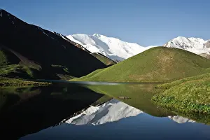 Prints of Lake located in the Pamir mountains Kyrgyzstan Unveiled Prints: Lake Tolpur + peak Lenin ( Kyrgyzstan)