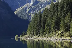 Idyll Prints: Lake Vilsalpsee at Tannheim, Tannheimer Tal high valley, Tyrol, Austria, Europe