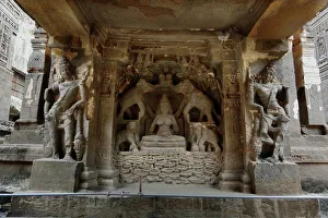 Sculpture Gallery: Lakshmi at the Entrance of Kailas Temple at Ellora