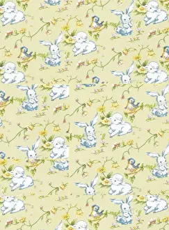 Wrapping Paper Prints: Lamb and Bunny Pattern