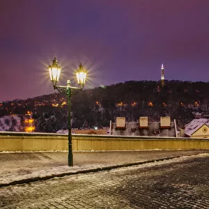 Images Dated 17th January 2016: Lamp post and sidewalk in the historical Centre of Prague, Czech Republic