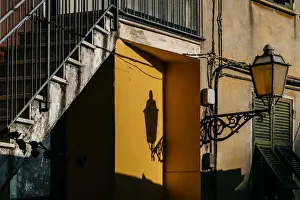 Lamp Light Street Light Prints: Lamp on wall in Manarola village, Cinque Terre National Park, Liguria, Italy