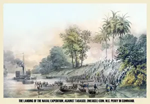 Mexican American Prints: The landing, of the naval expedition, against Tabasco