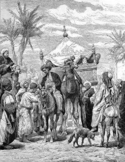 Camelidae Prints: The landlord returns from the pilgrimage in 1879 from Mecca and is greeted by his subjects