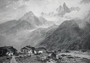 Landscape in the Chamonix Valley, 1895, France, Historic, digitally restored reproduction of an original 19th-century painting