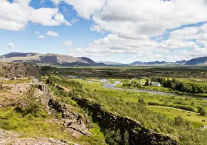 Images Dated 9th July 2017: Landscape near the Thingvellir National Park in Iceland, famous for the rift valley resulting from tectonic plates motion