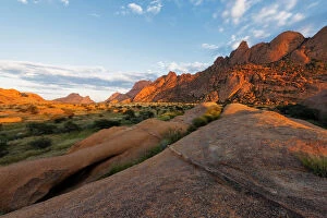 Granite Gallery: Landscape photo of the Spitzkoppe granite mountains at sunrise. Spitzkoppe, Erongo, Namibia