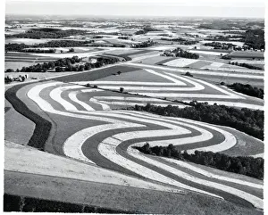 Landscape of Rolling, Striped Fields