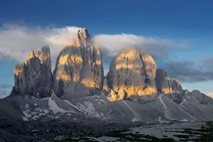 Landscape of Tre Cime peaks in Dolomite national park, UNESCO, Italy