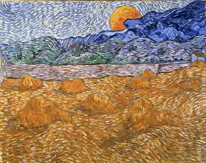 Van 1853 1890 Prints: Landscape With Wheat Sheaves And Rising Moon