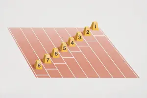 Lane Prints: Lane number blocks arranged for staggered start on racing track