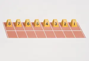 Lane Prints: Lane number blocks arranged for straight start on racing track