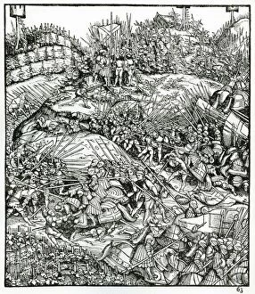 Images Dated 5th March 2018: Lansquenets in battle, copper engraving, from book by Baader 1650