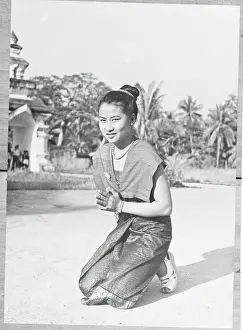 Laos Prints: Laotian Girl Kneeling in Prayer