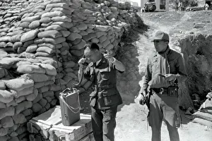Laos Prints: Laotian Military Men Working at Camp
