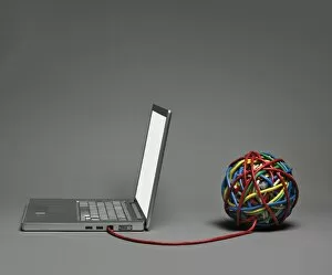 Images Dated 14th September 2015: Laptop connected to cable ball