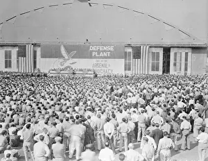 Patterson Prints: Large Crowd of Aircraft Employees Assembled Together