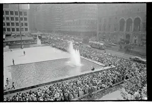 Large Crowd of Citizens Standing on Street