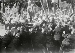 Crisis Prints: Large Crowd of People in Conflict