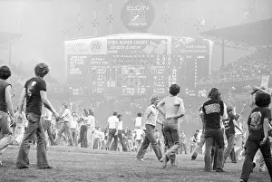 Scoreboard Prints: Large Crowd Walking on Field