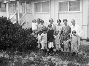 Nantucket Prints: Large Family Ouside Of Their Home