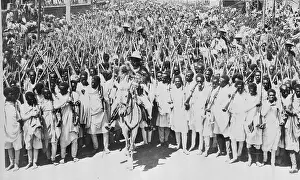 Large Gathering of Ethiopian Tribesmen with Their Chief