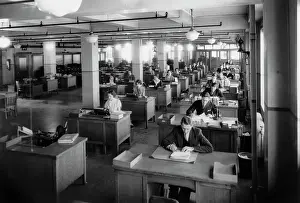 Large Office Interior W/People Working